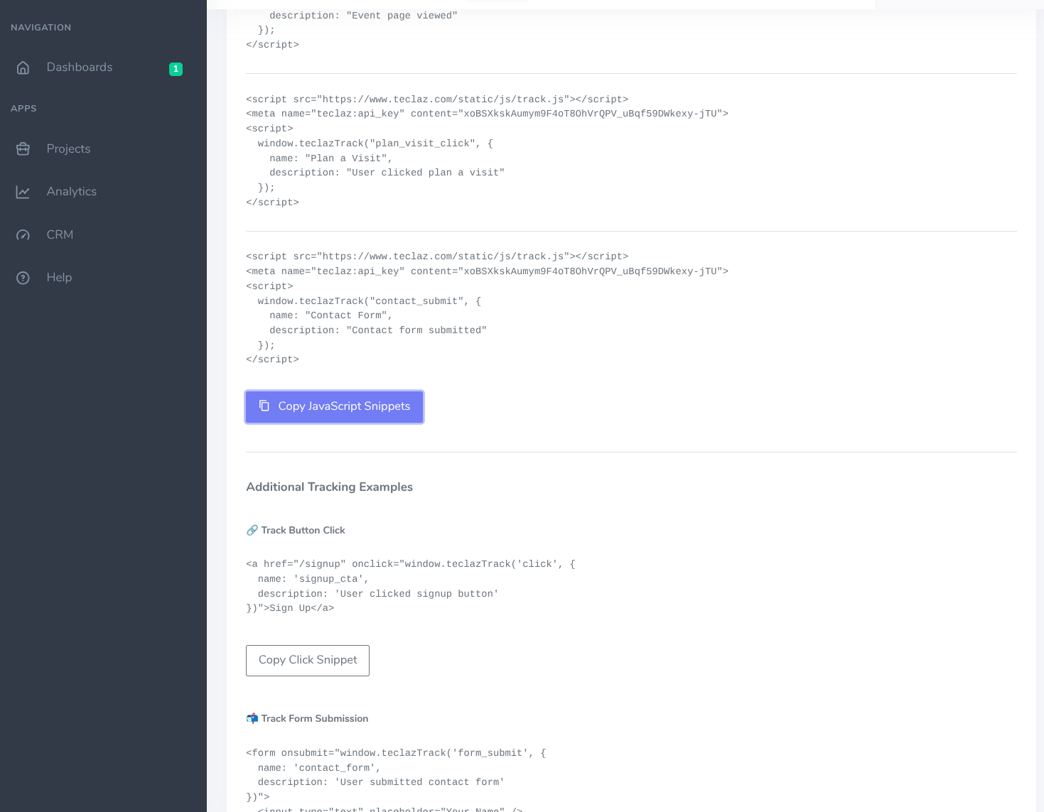 API key highlighted